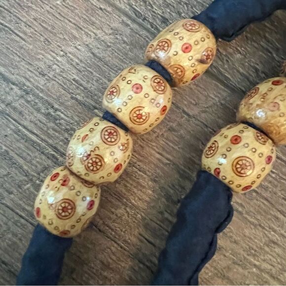 Multicolored Tote with Floral Elephant Motifs from India,decorative bead handle - Picture 12 of 13